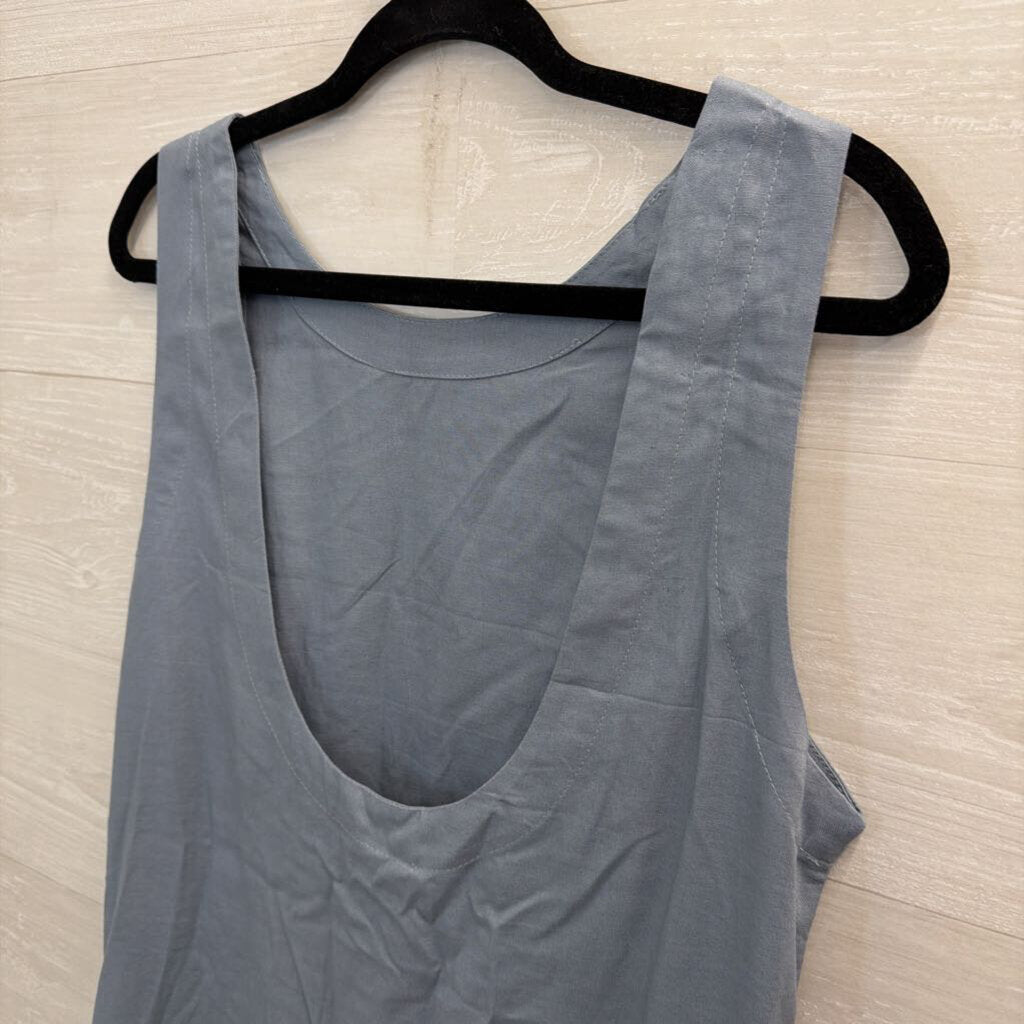 Blue Linen Blend Sleeveless Shift Dress Small
