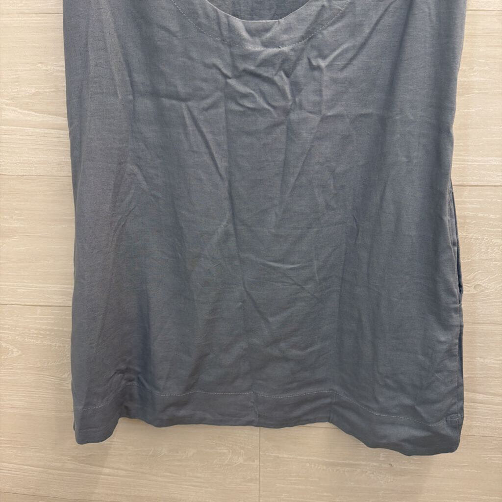 Blue Linen Blend Sleeveless Shift Dress Small