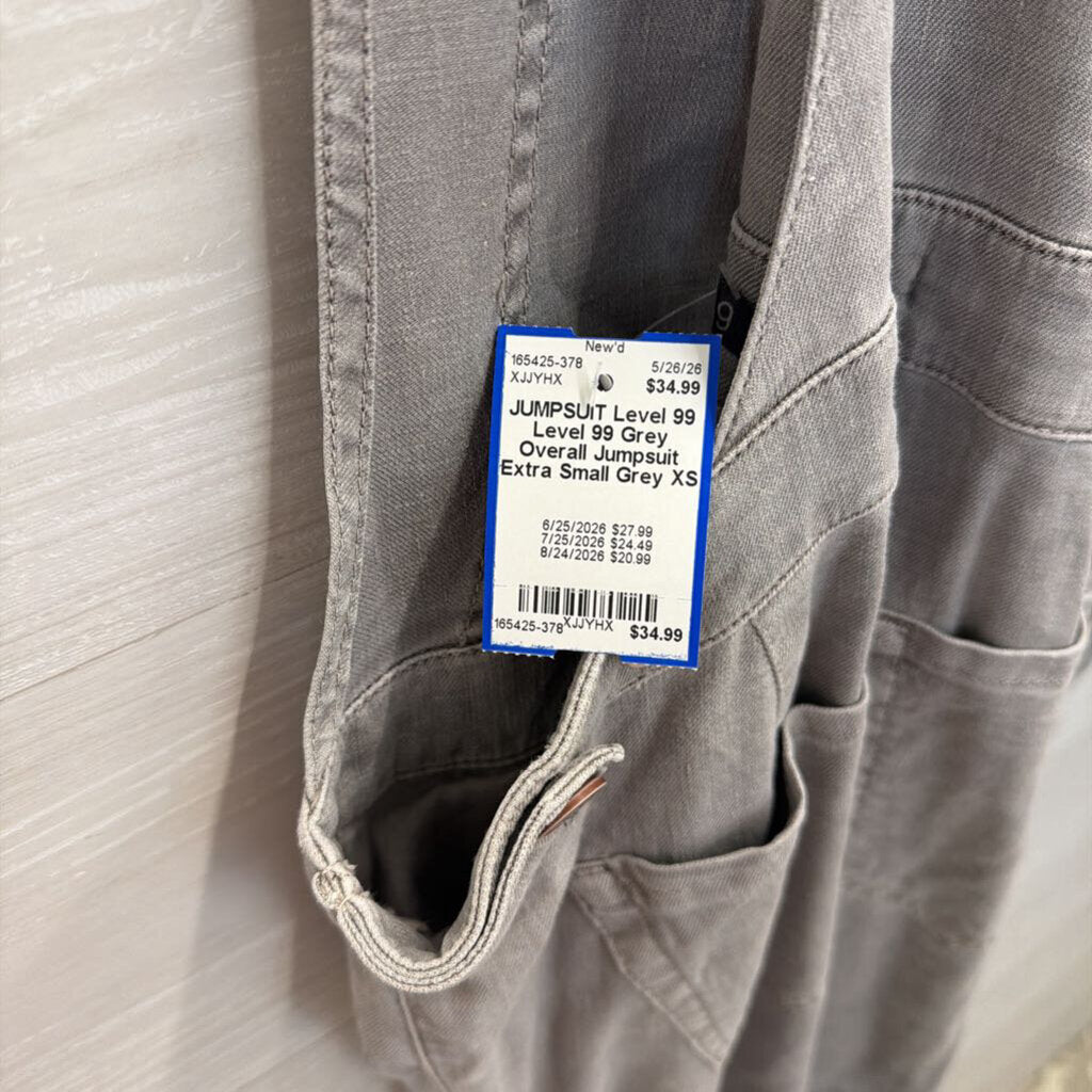 Level 99 Grey Overall Jumpsuit Extra Small