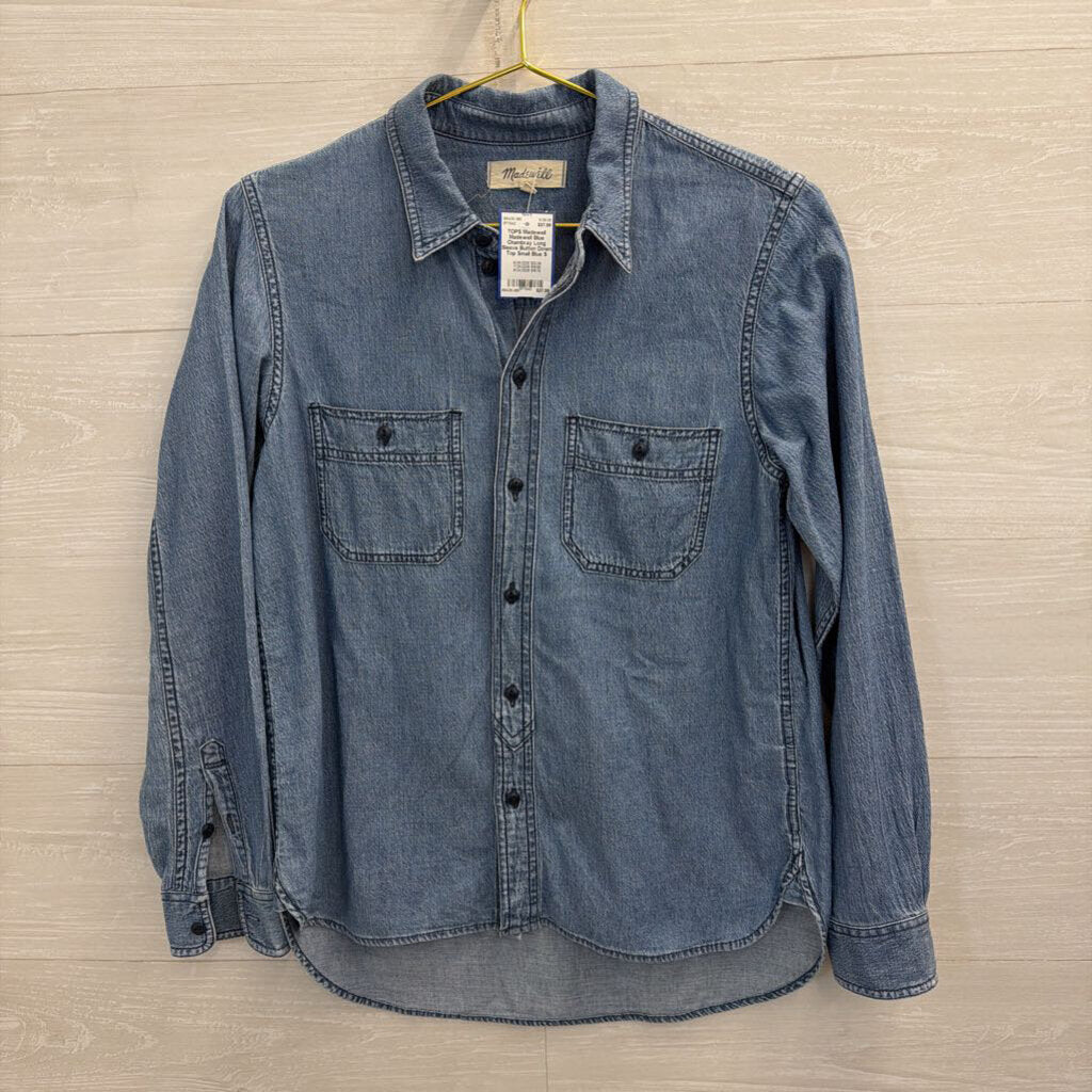 Madewell Blue Chambray Long Sleeve Button Down Top Small
