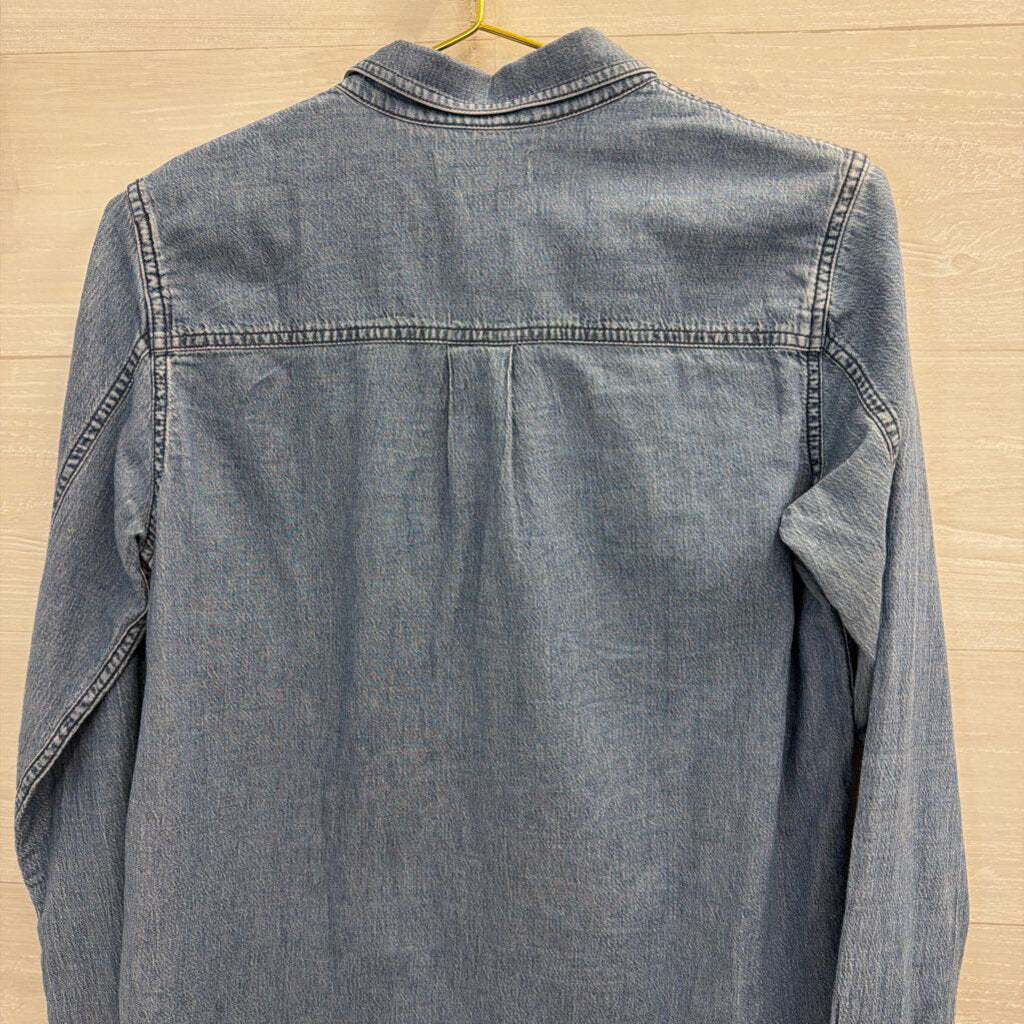 Madewell Blue Chambray Long Sleeve Button Down Top Small