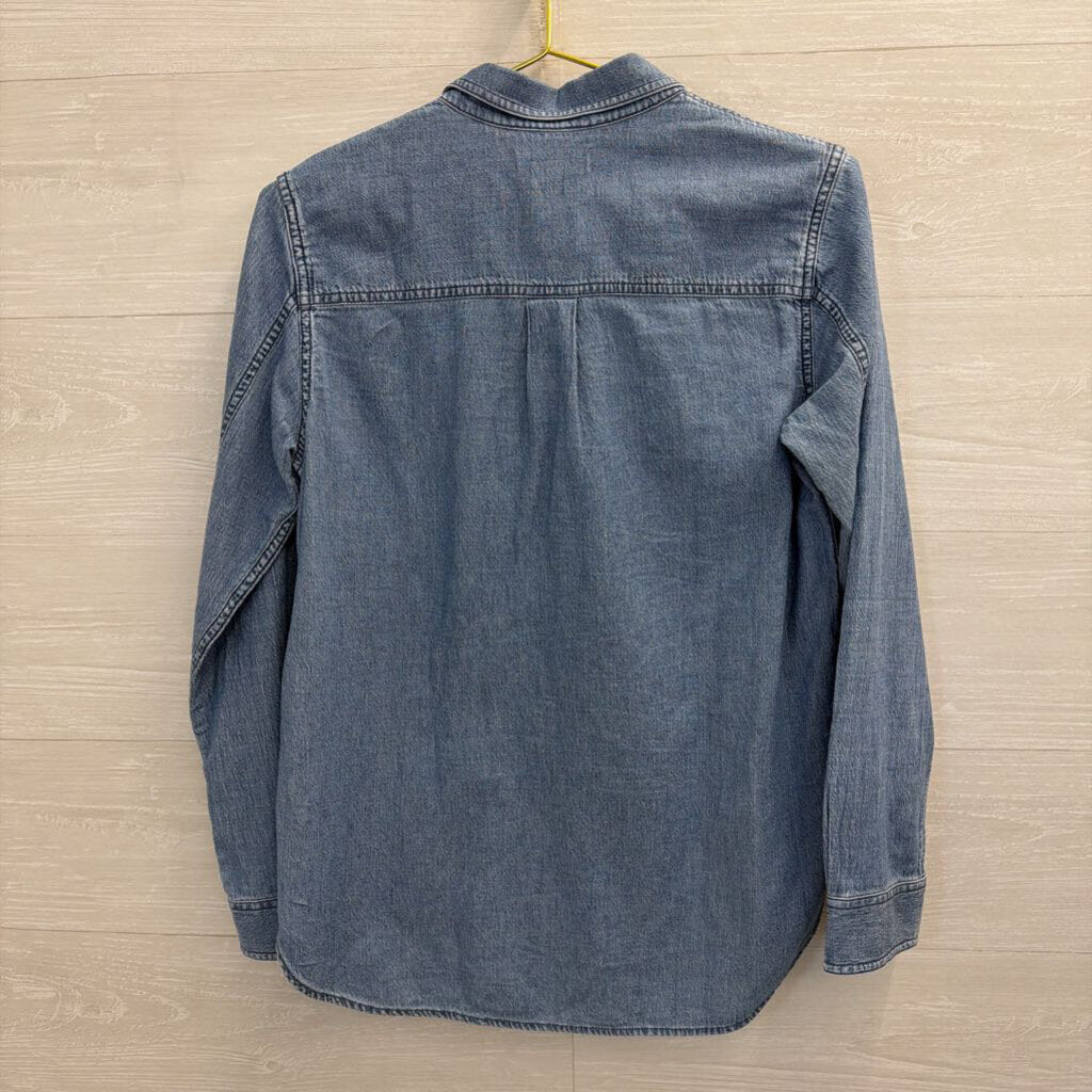 Madewell Blue Chambray Long Sleeve Button Down Top Small