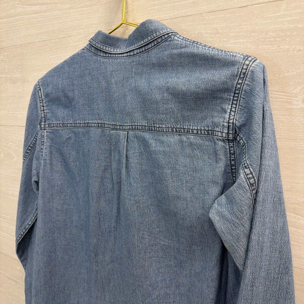 Madewell Blue Chambray Long Sleeve Button Down Top Small