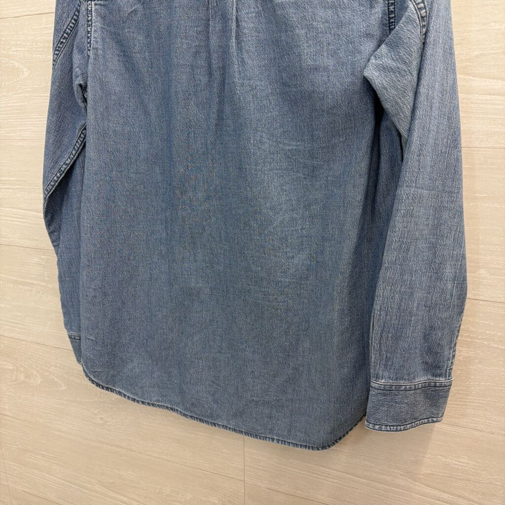 Madewell Blue Chambray Long Sleeve Button Down Top Small