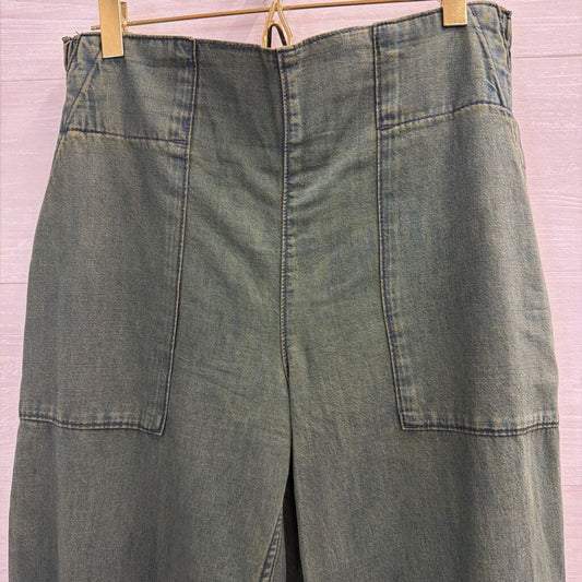 We The Free Green High Waisted Wide Leg Pants Small