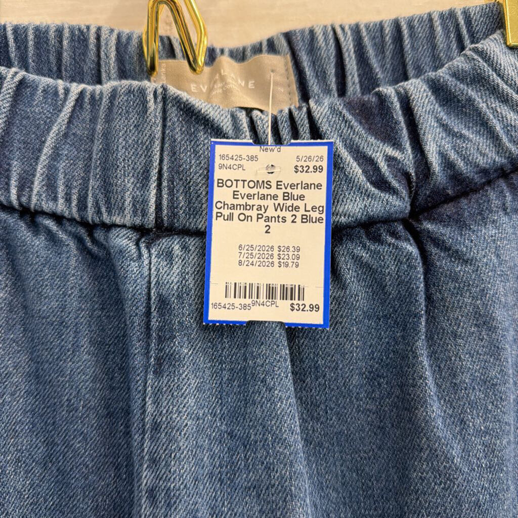 Everlane Blue Chambray Wide Leg Pull On Pants 2