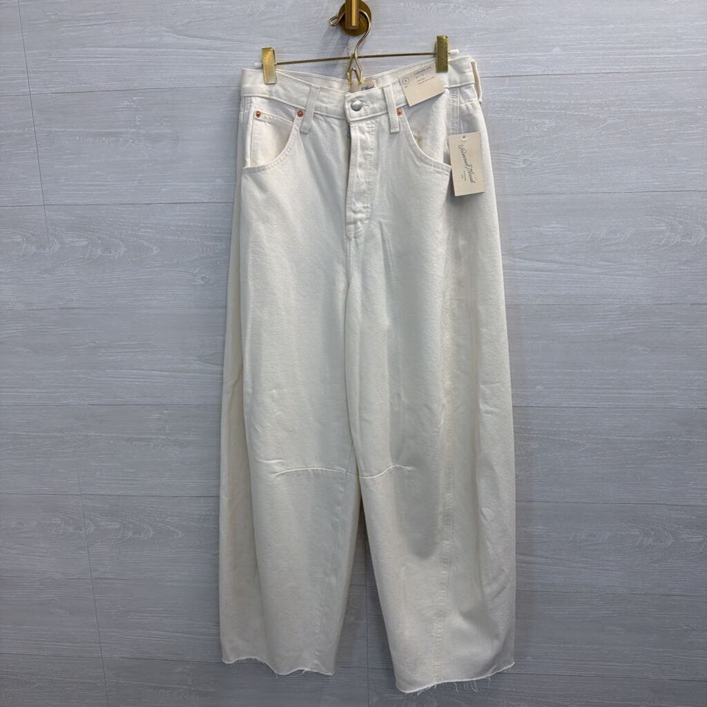 Cream Denim High Rise Curved Leg Jeans 2