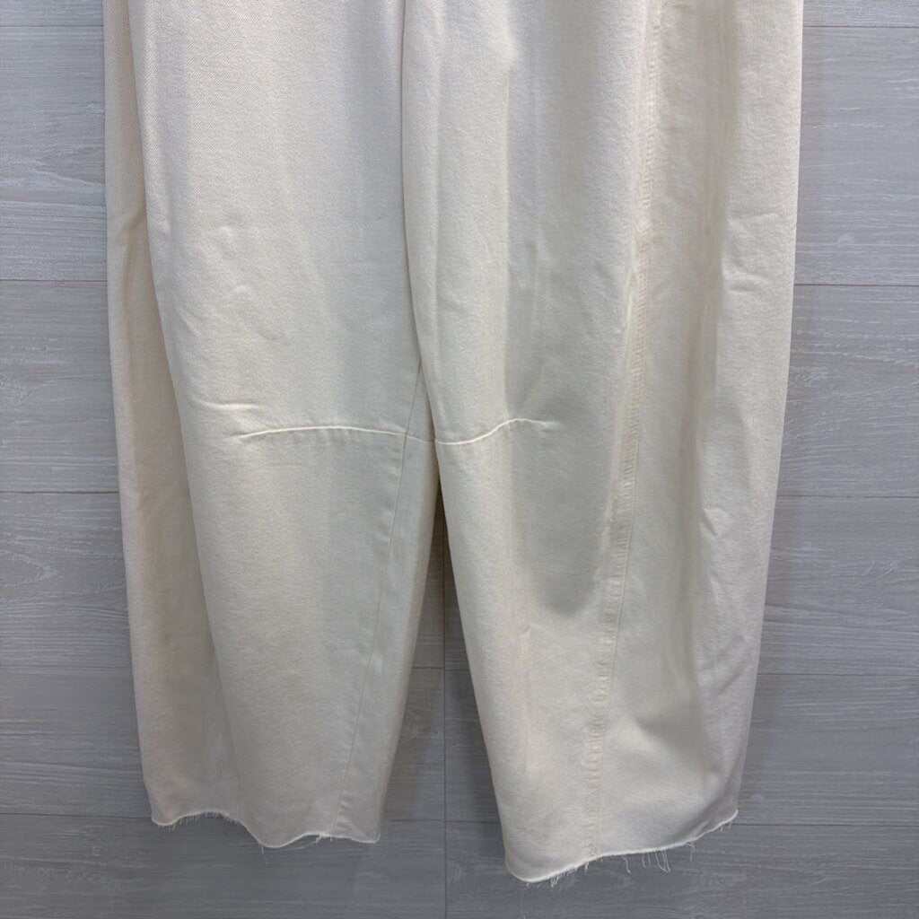 Cream Denim High Rise Curved Leg Jeans 2