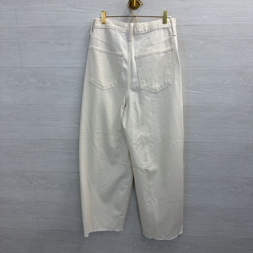 Cream Denim High Rise Curved Leg Jeans 2