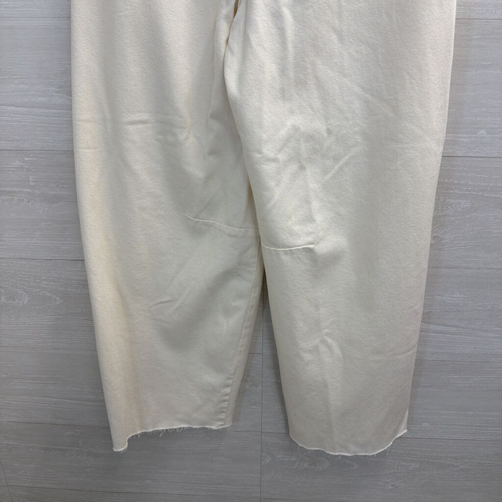 Cream Denim High Rise Curved Leg Jeans 2