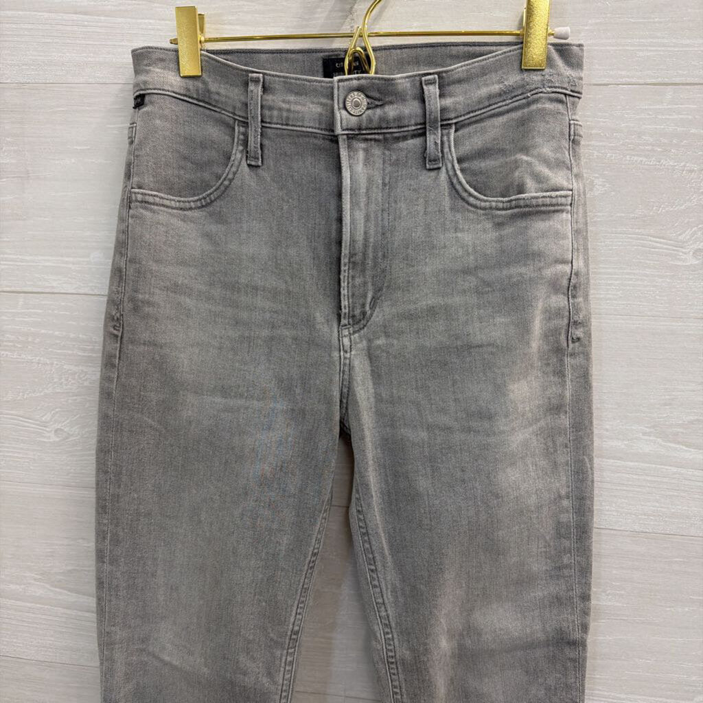 Citizens of Humanity Grey Denim Drew Fray High Rise Crop Flare Jeans 27