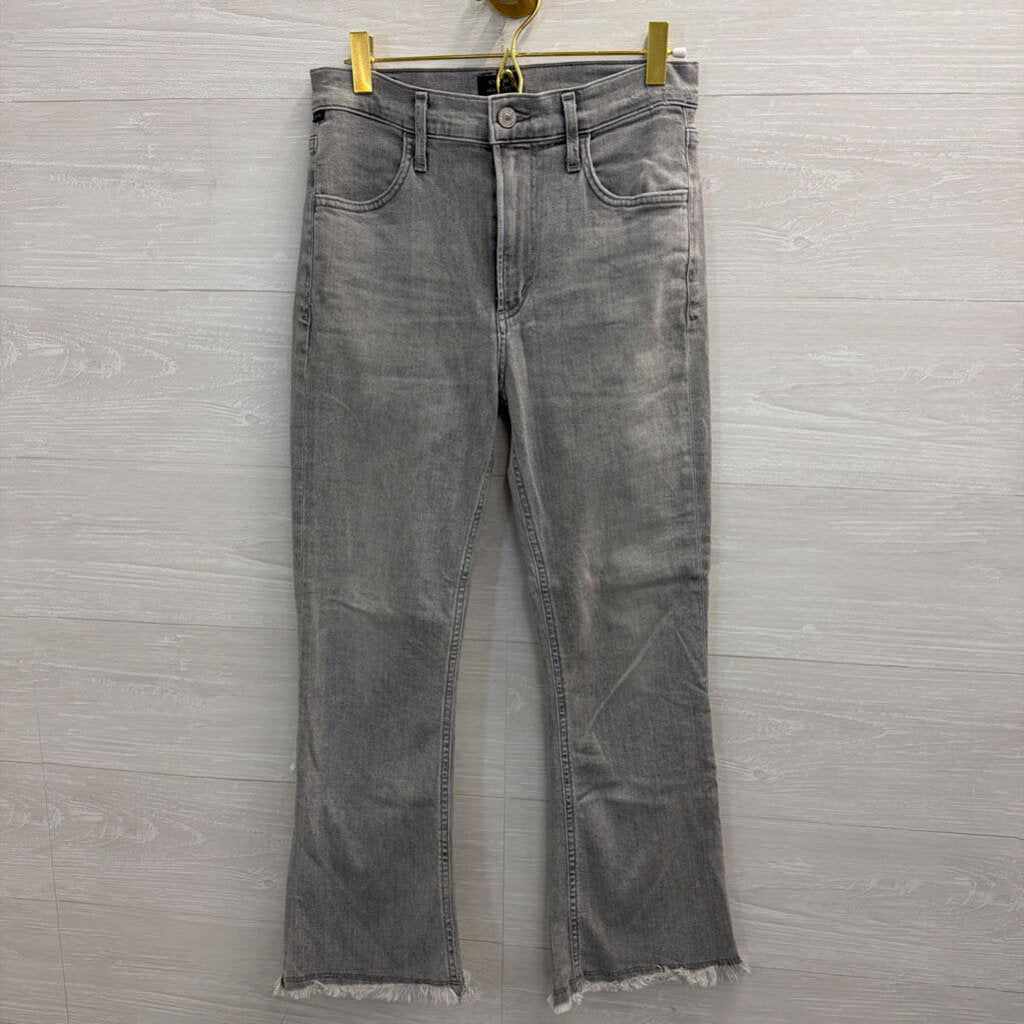 Citizens of Humanity Grey Denim Drew Fray High Rise Crop Flare Jeans 27