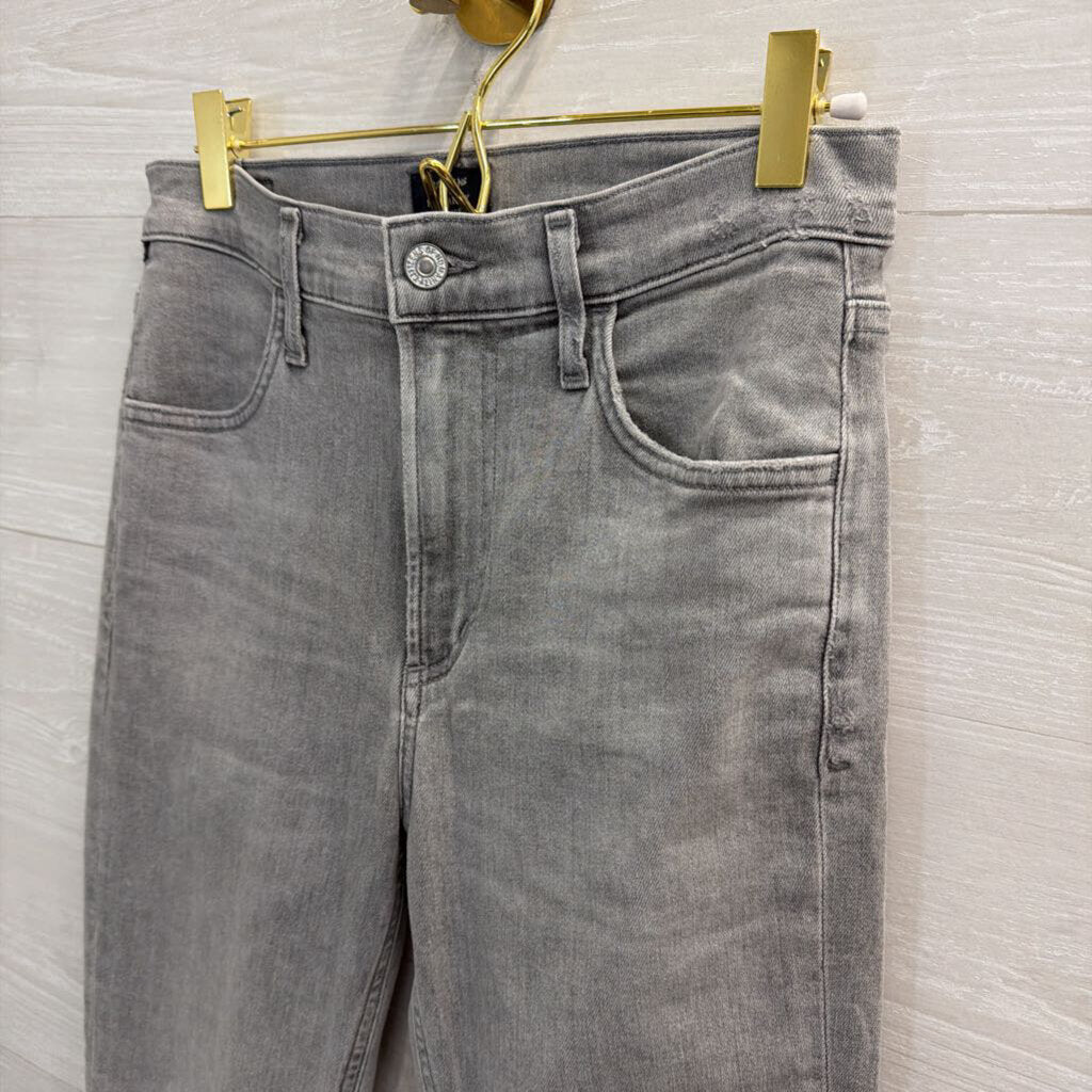 Citizens of Humanity Grey Denim Drew Fray High Rise Crop Flare Jeans 27