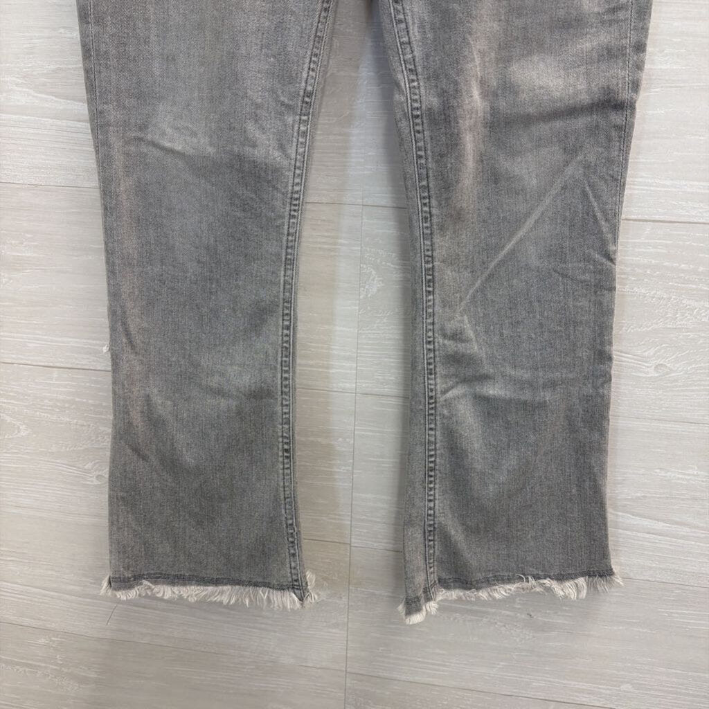 Citizens of Humanity Grey Denim Drew Fray High Rise Crop Flare Jeans 27