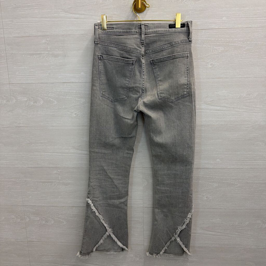 Citizens of Humanity Grey Denim Drew Fray High Rise Crop Flare Jeans 27