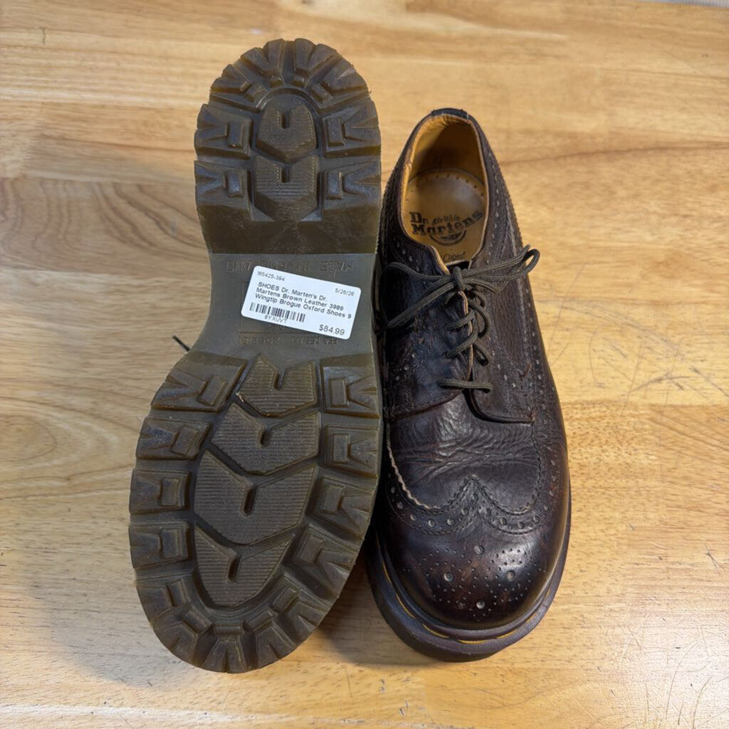 Dr. Martens Brown Leather 3989 Wingtip Brogue Oxford Shoes 9
