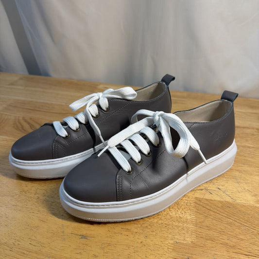 Manebi Grey Leather Platform Sneakers 40