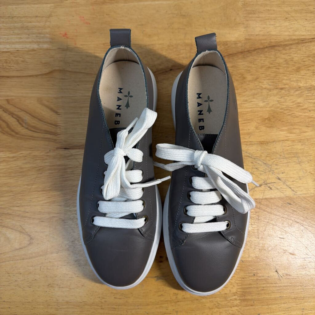 Manebi Grey Leather Platform Sneakers 40