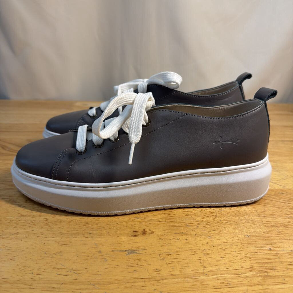Manebi Grey Leather Platform Sneakers 40