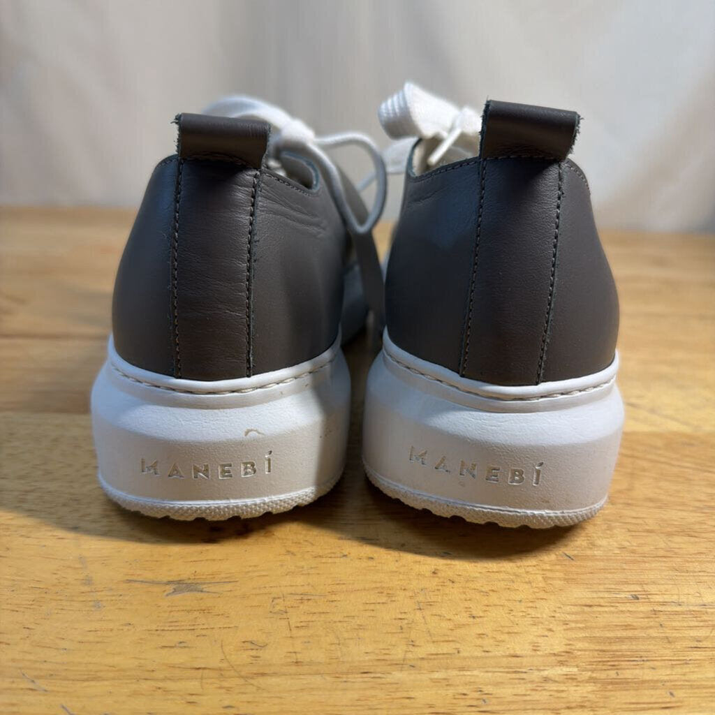 Manebi Grey Leather Platform Sneakers 40
