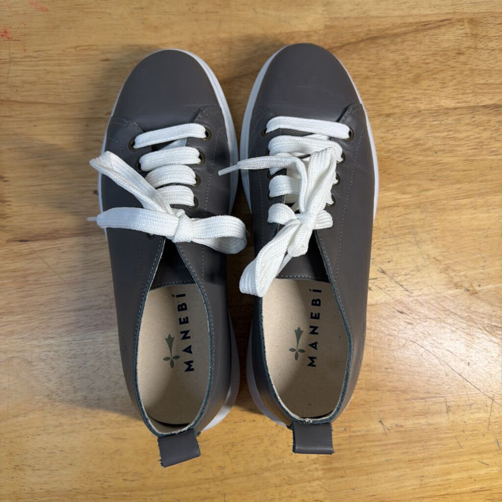 Manebi Grey Leather Platform Sneakers 40