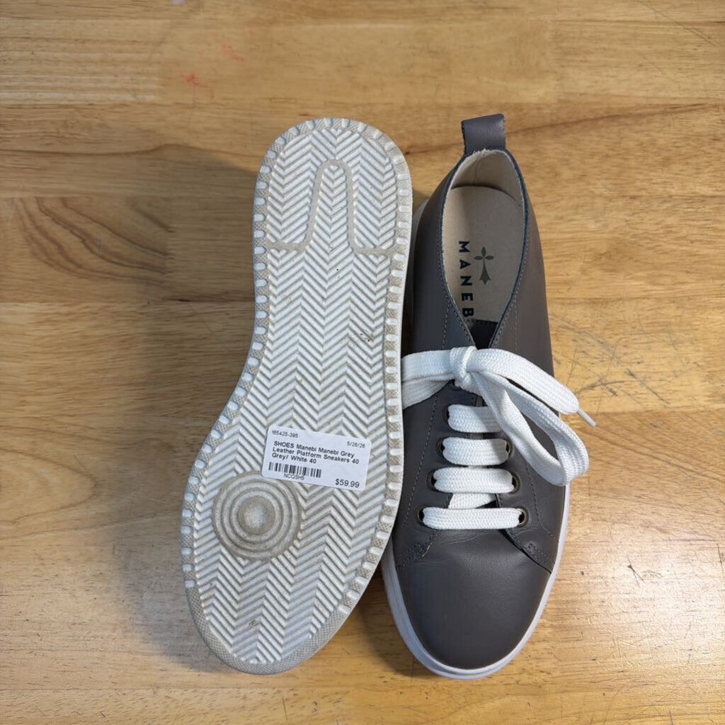 Manebi Grey Leather Platform Sneakers 40