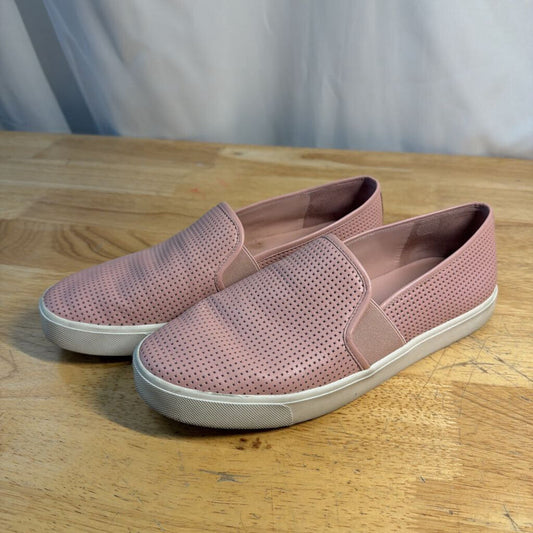 Vince Pink Blair Perforated Leather Slip On Sneakers 8.5