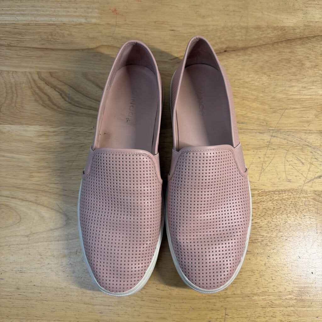 Vince Pink Blair Perforated Leather Slip On Sneakers 8.5
