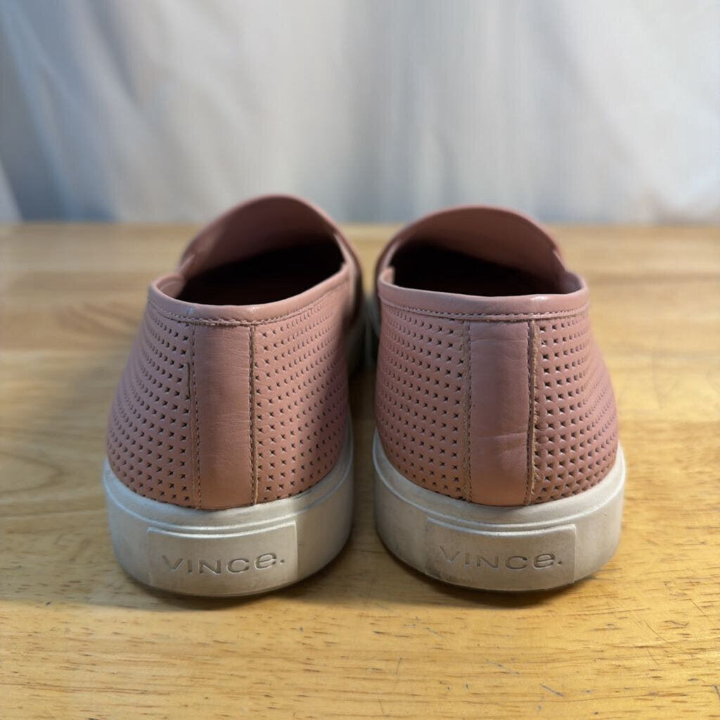 Vince Pink Blair Perforated Leather Slip On Sneakers 8.5