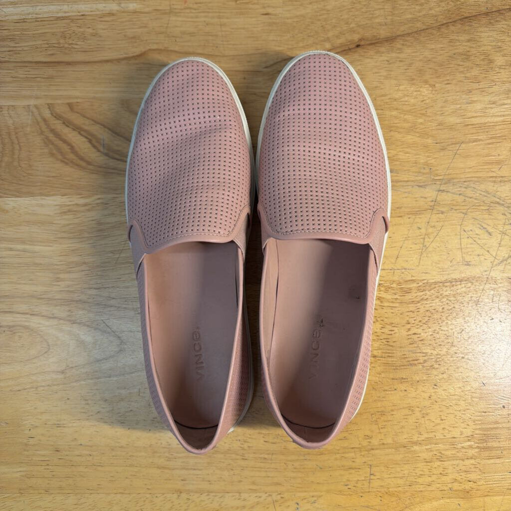 Vince Pink Blair Perforated Leather Slip On Sneakers 8.5