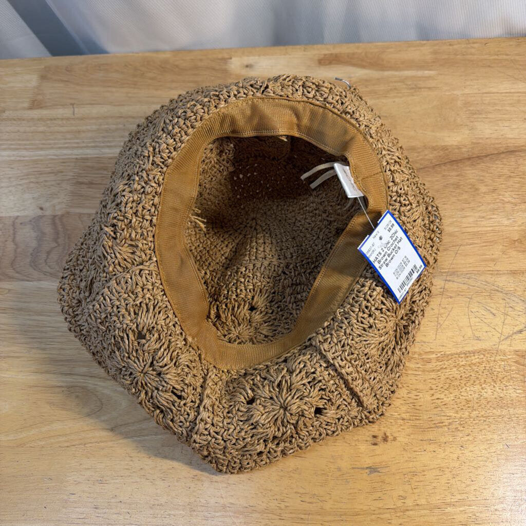 2Chic Brown Crochet Straw Bucket Hat