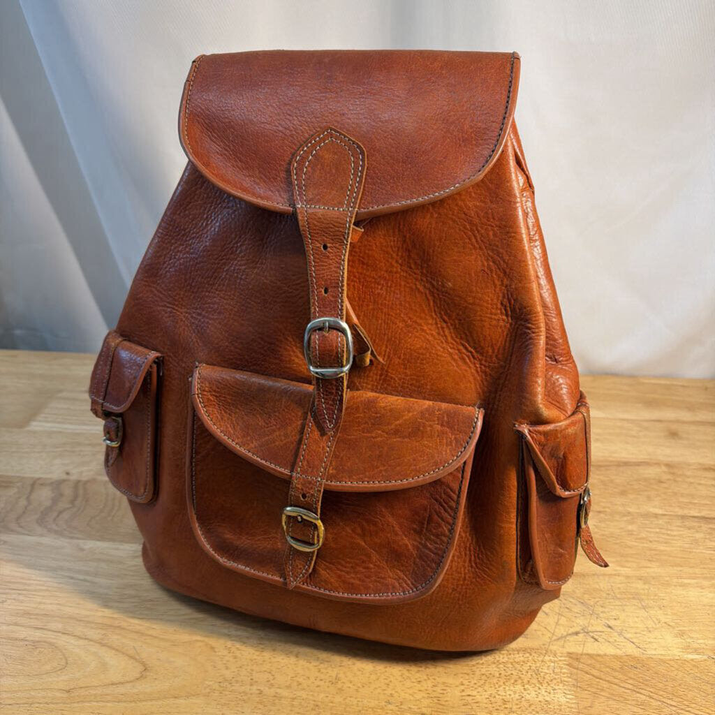 Vintage Brown Leather Backpack