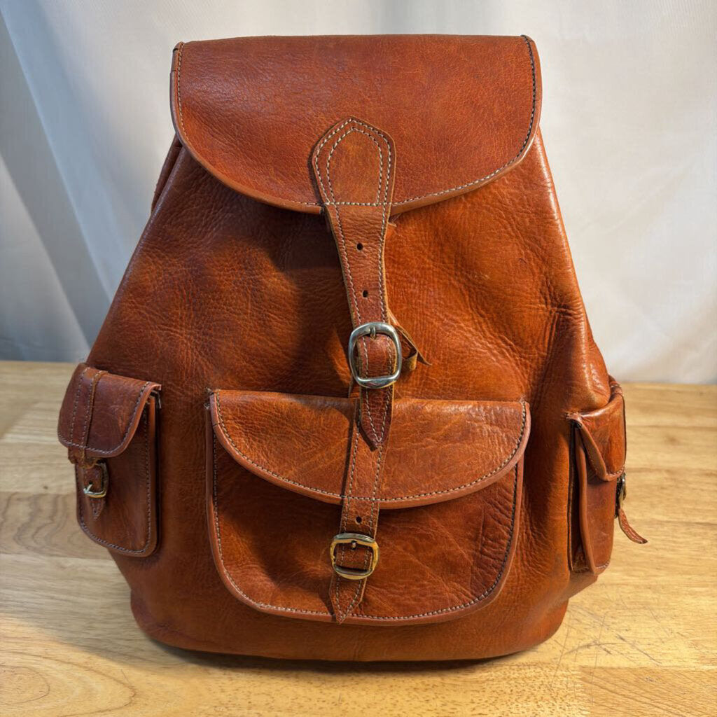 Vintage Brown Leather Backpack
