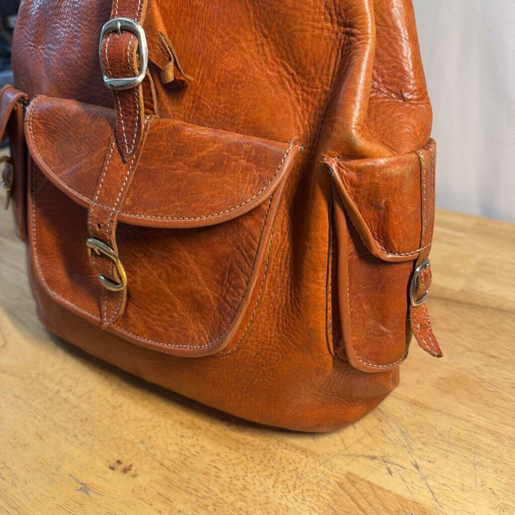 Vintage Brown Leather Backpack