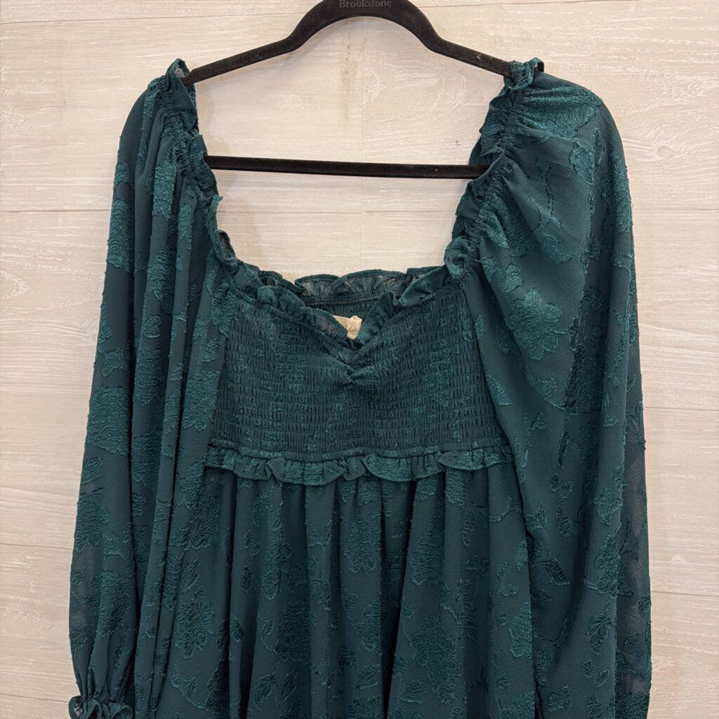 Altar'd State Teal Lace Long Sleeve Dress Medium