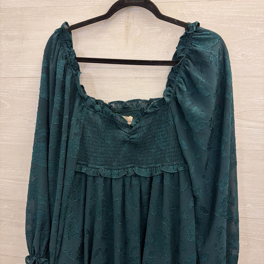 Altar'd State Teal Lace Long Sleeve Dress Medium