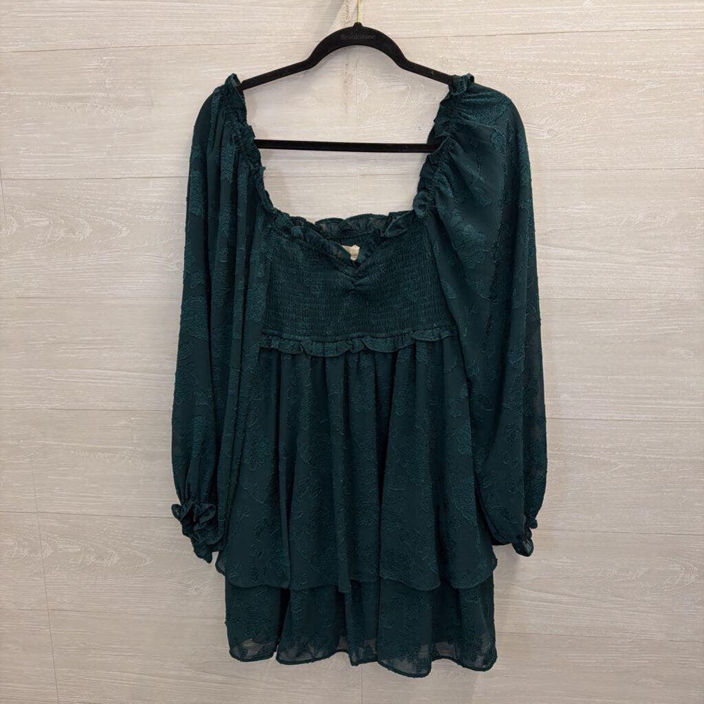 Altar'd State Teal Lace Long Sleeve Dress Medium