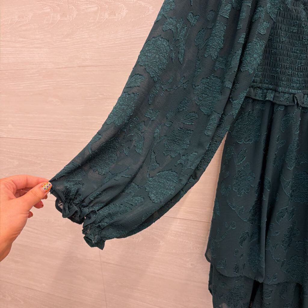 Altar'd State Teal Lace Long Sleeve Dress Medium