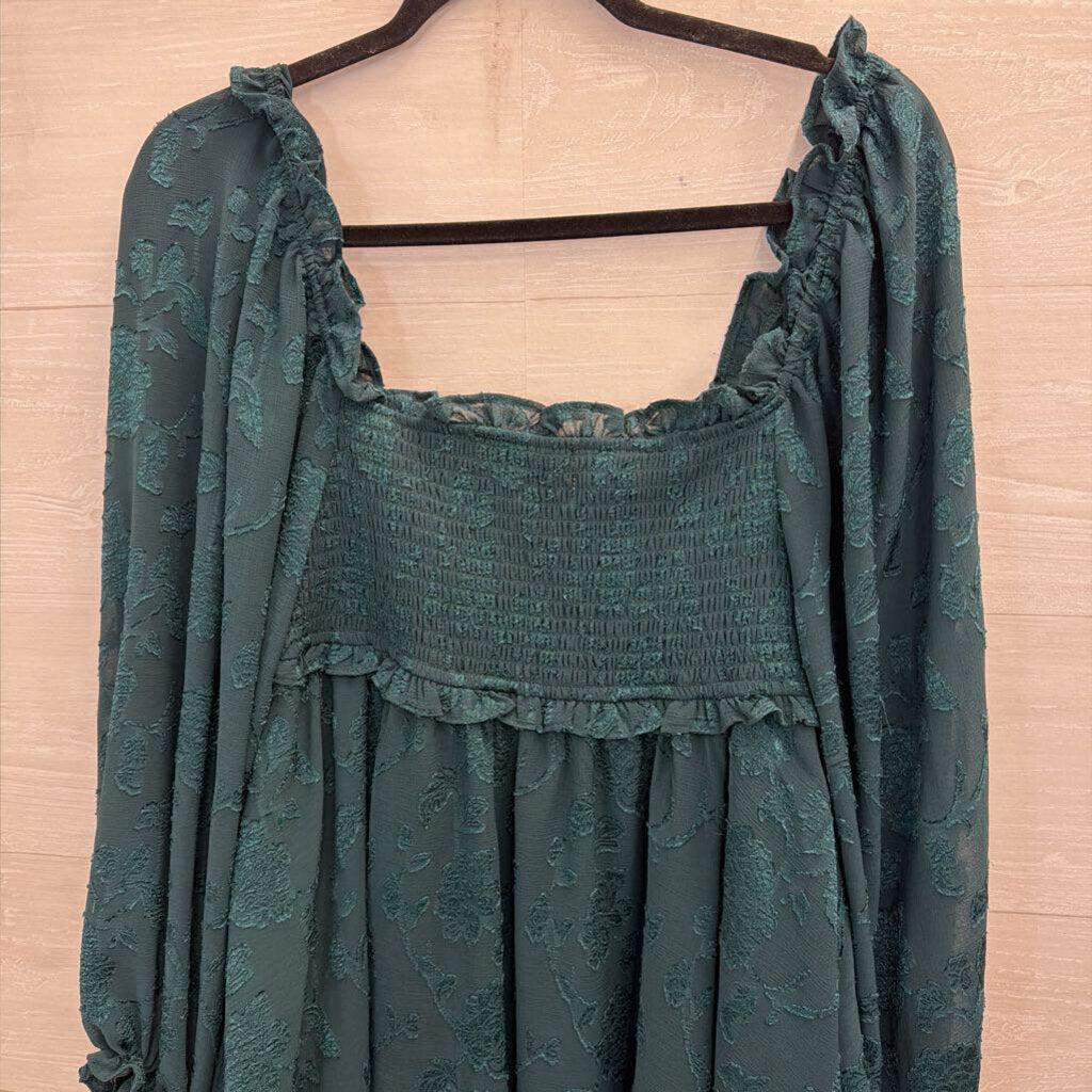 Altar'd State Teal Lace Long Sleeve Dress Medium