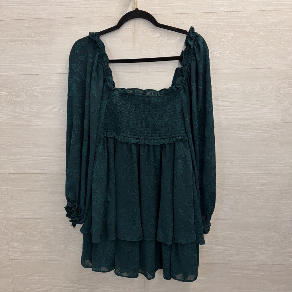 Altar'd State Teal Lace Long Sleeve Dress Medium