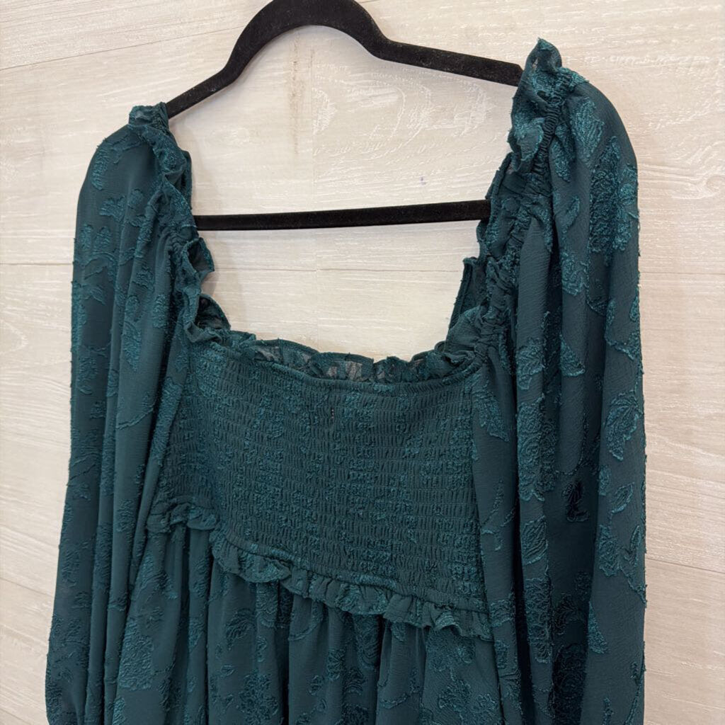 Altar'd State Teal Lace Long Sleeve Dress Medium