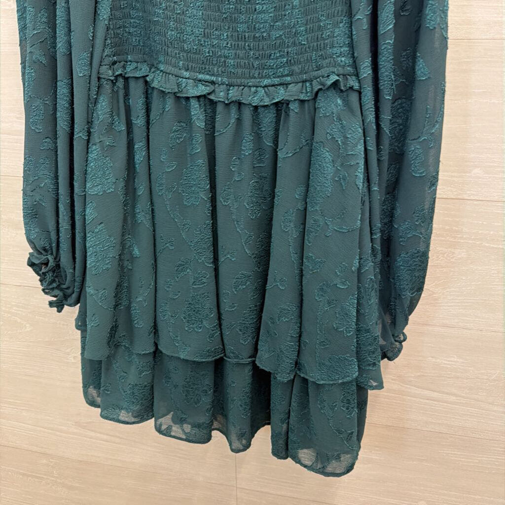 Altar'd State Teal Lace Long Sleeve Dress Medium
