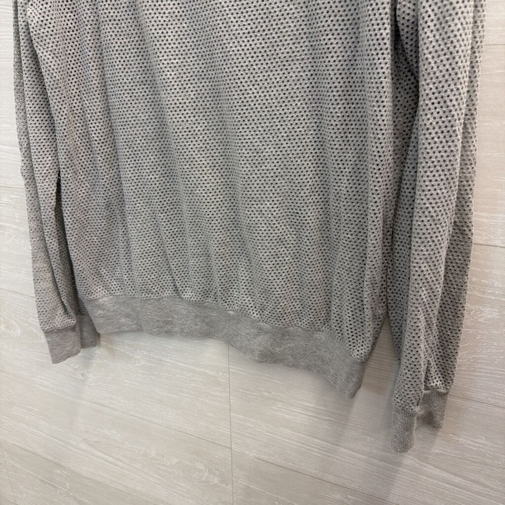 Michael Stars Grey Perforated Mesh Long Sleeve Top One Size