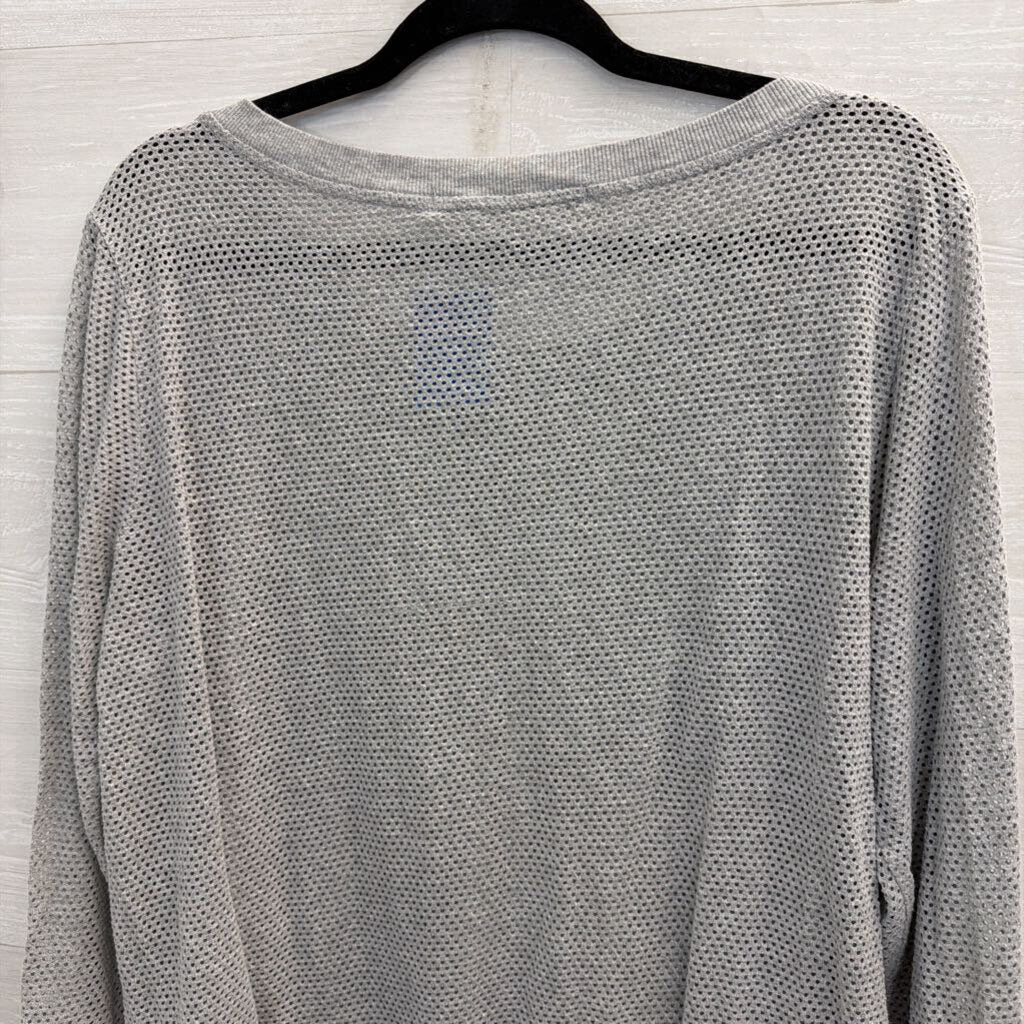Michael Stars Grey Perforated Mesh Long Sleeve Top One Size