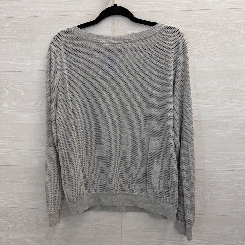 Michael Stars Grey Perforated Mesh Long Sleeve Top One Size