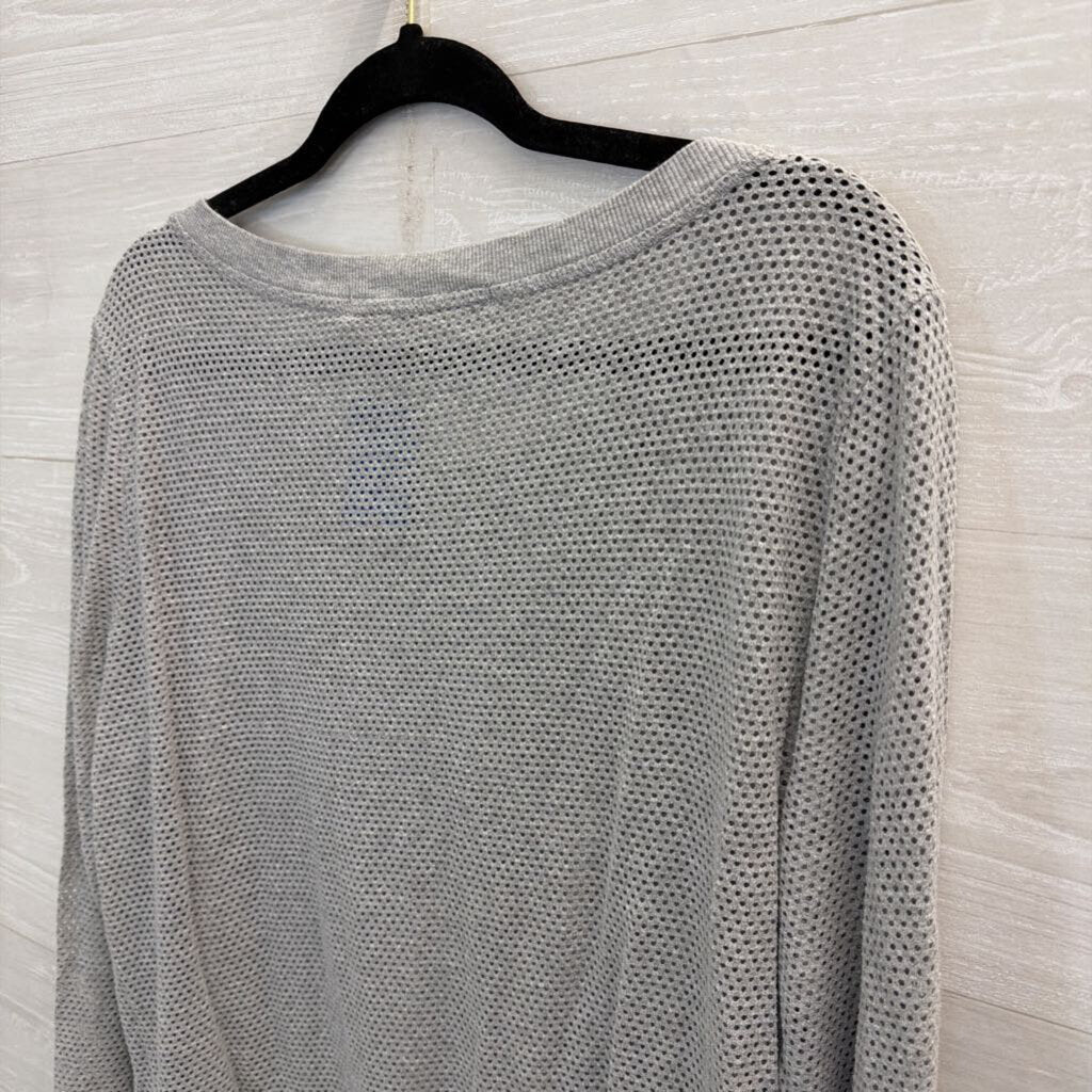 Michael Stars Grey Perforated Mesh Long Sleeve Top One Size