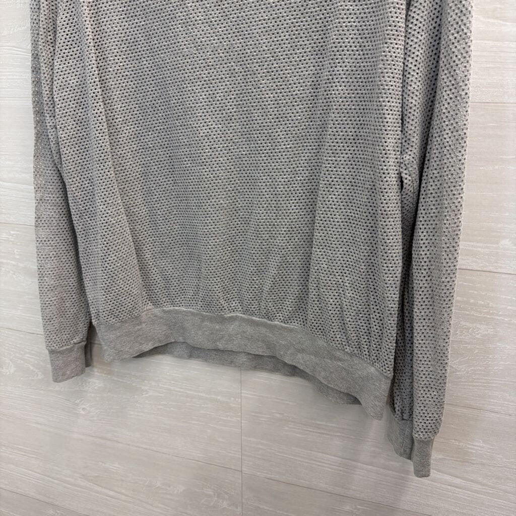 Michael Stars Grey Perforated Mesh Long Sleeve Top One Size