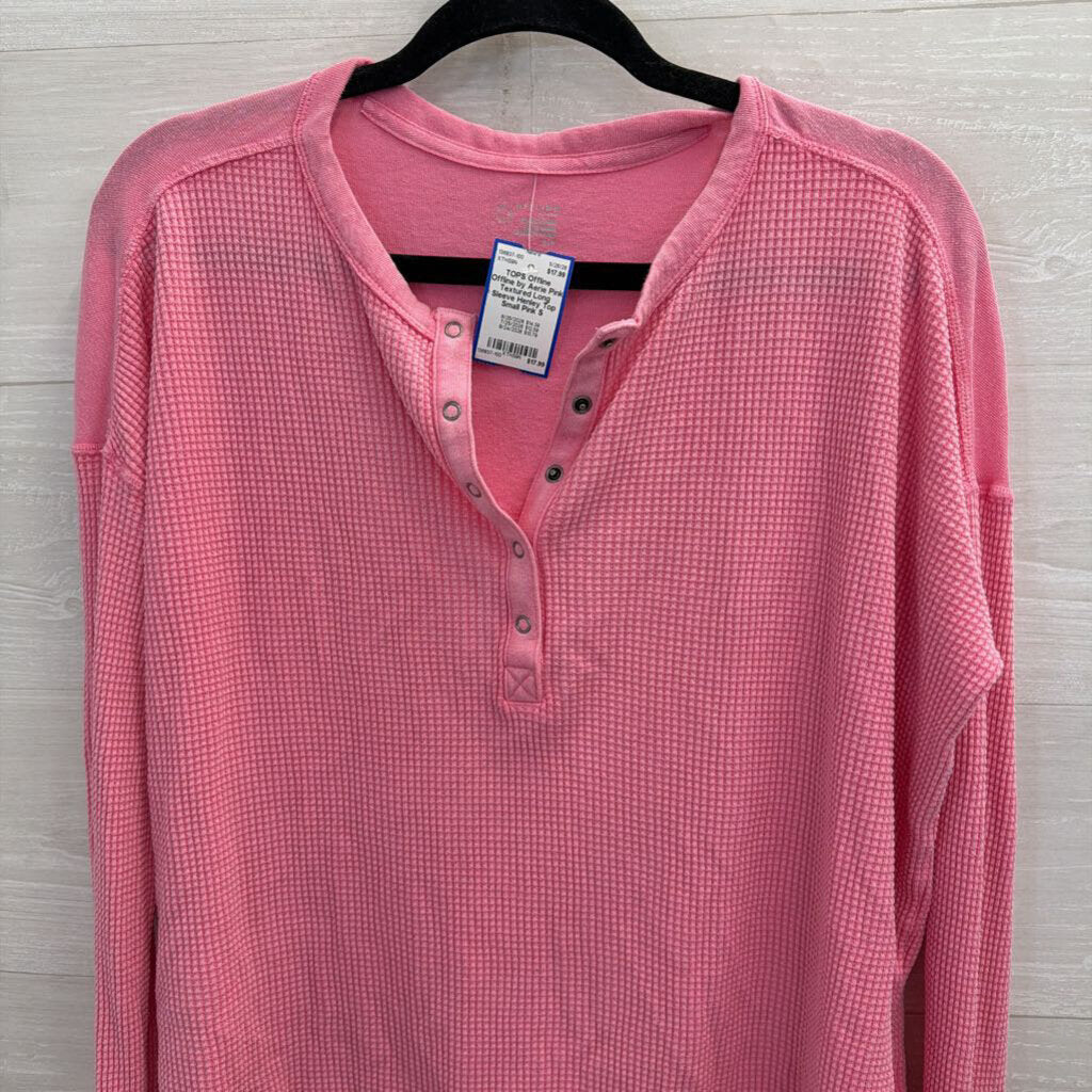 Offline by Aerie Pink Textured Long Sleeve Henley Top Small