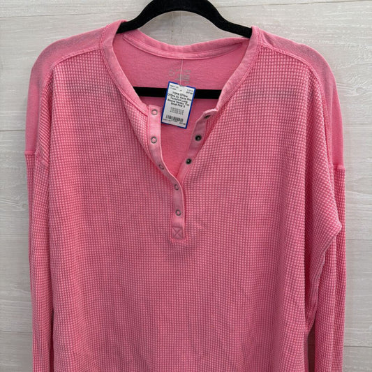 Offline by Aerie Pink Textured Long Sleeve Henley Top Small