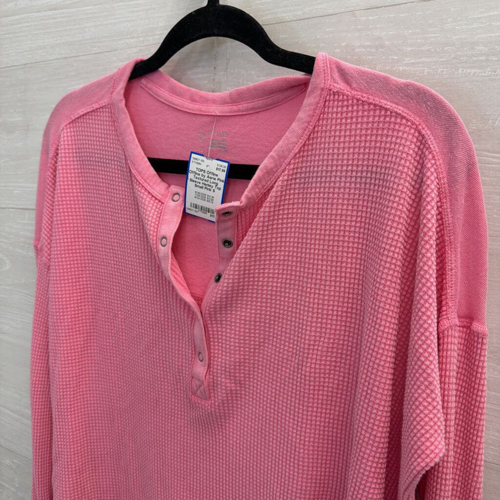 Offline by Aerie Pink Textured Long Sleeve Henley Top Small